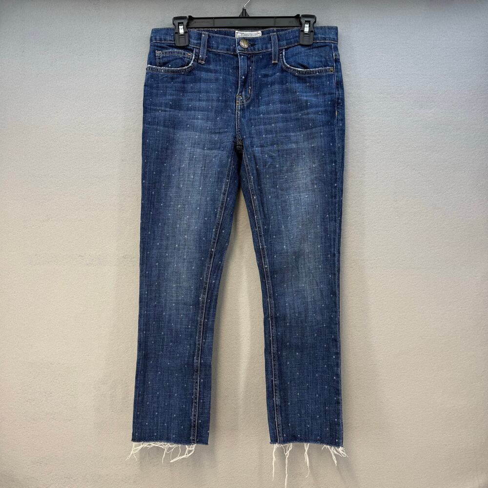 Current / Elliott Jeans Women's 26 (2) Blue Polka Dot Pattern Tapered Raw Hem